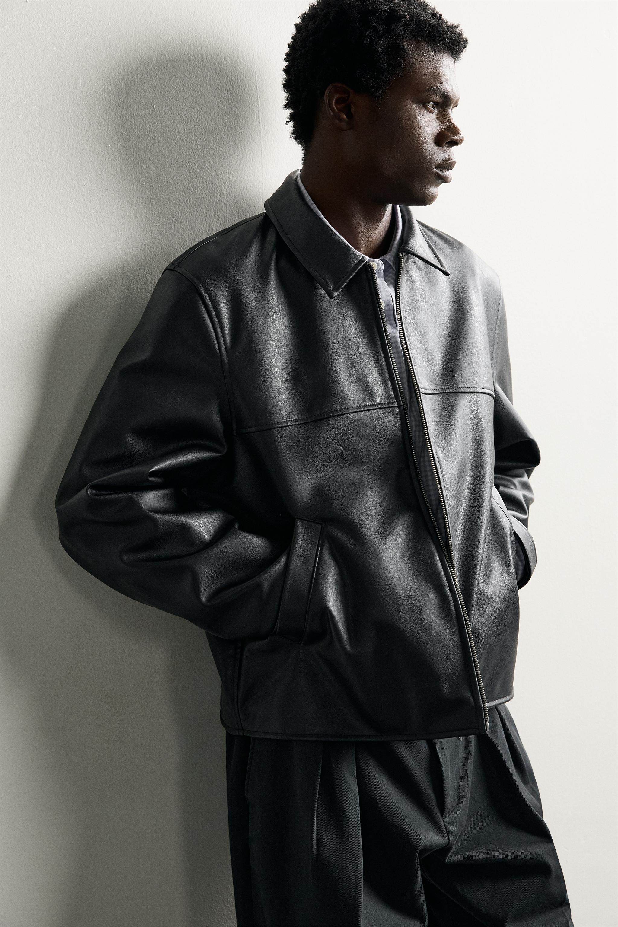 REGULAR FIT FAUX-LEATHER-EFFECT JACKET